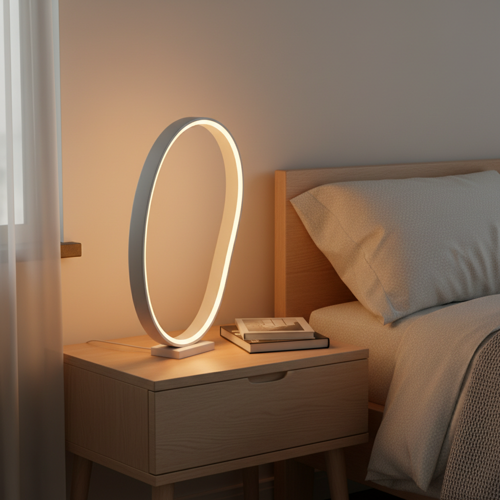 WarmGlow LED Ambient Light on bedside table creating cozy bedroom atmosphere